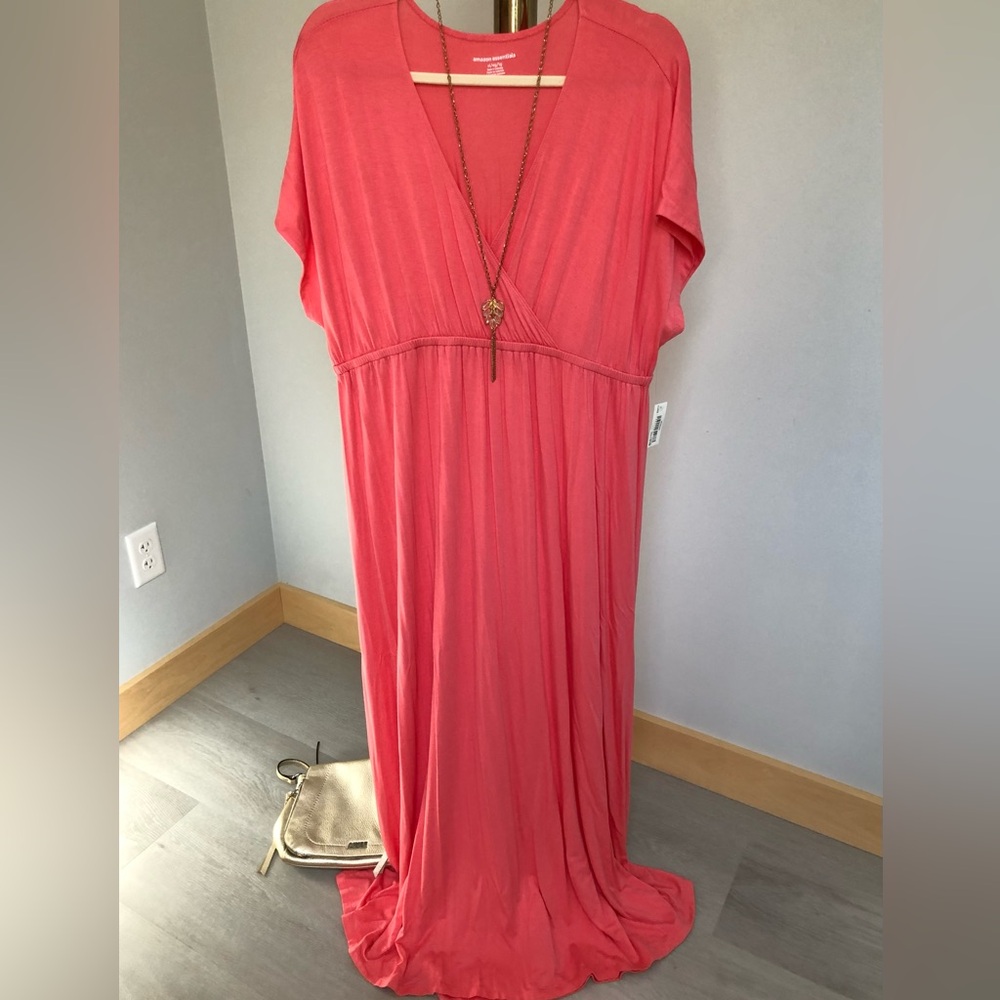 NEW Amazon Essentials Coral Flattering Flowy Maxi Dress Size XL